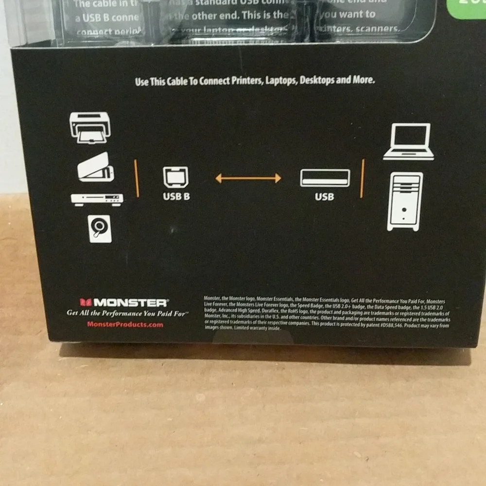3/$36.00 MONSTER HIGH SPEED 7' USB to USB/B PRINTER CABLE 7 FT - 7 FEET BLACK🆕